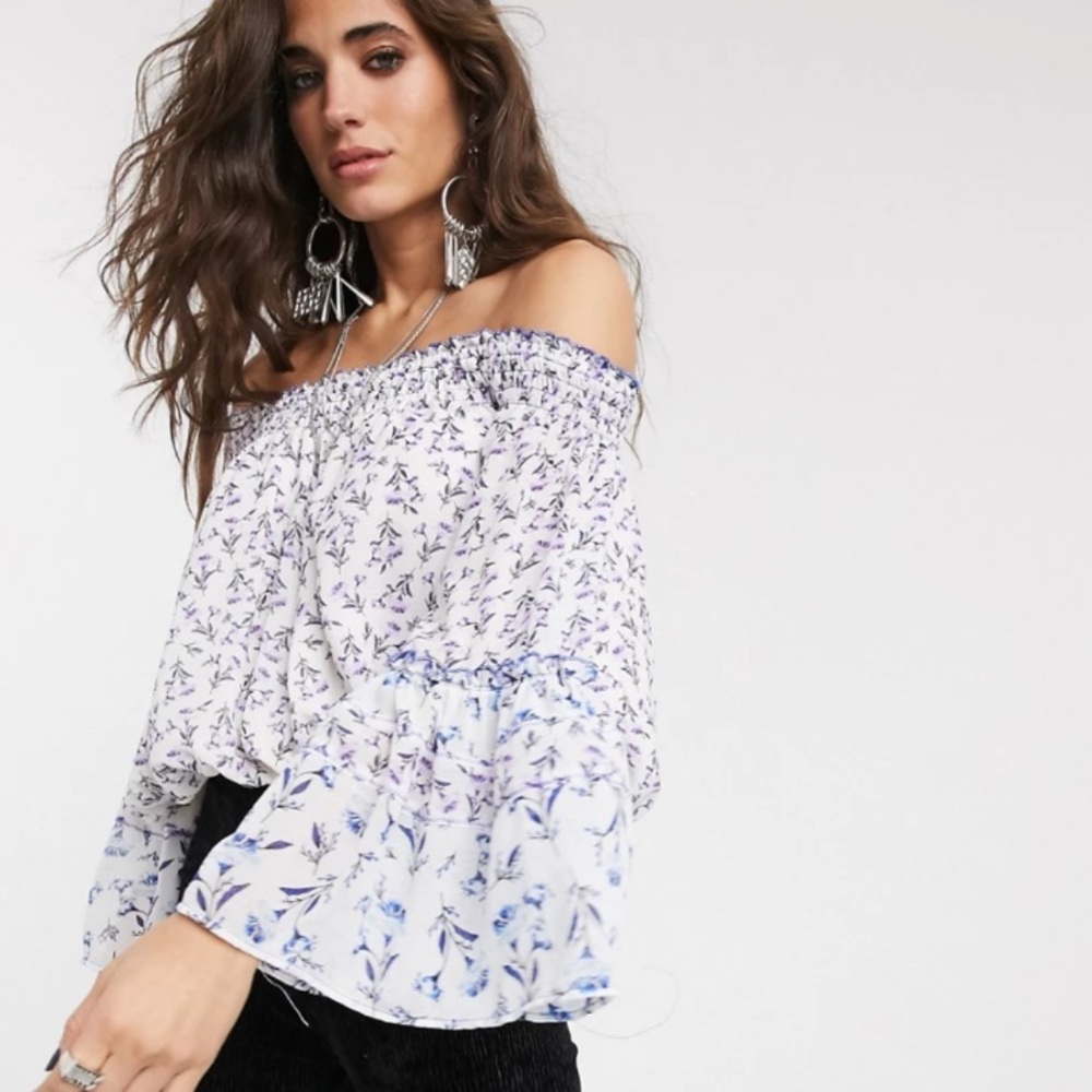 Free People Rose Valley Off the Shoulder Blouse M